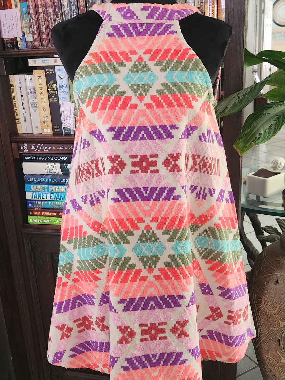 Sleeveless Tribal Print A-Line Skirt — Multicolor
